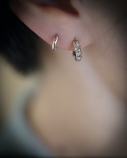 包税包邮日本代购noguchi23秋冬新品钻石镶嵌圆圈耳环耳饰女大圈