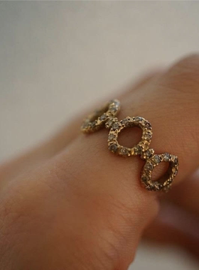 日本圆形镂空复古戒指包邮