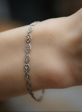 noguchi复古蕾丝镂空钻石手链