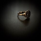 noguchi日本职人手作灰钻镶嵌复古印章戒指 日本代购 包税 包邮