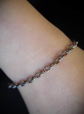 noguchi白钻石镶嵌复古锁链手链