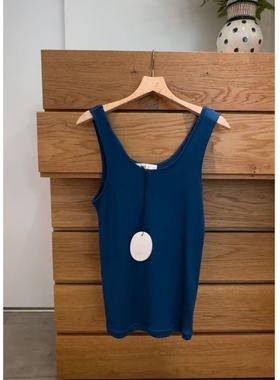 包税包邮日本humoresque25夏新款亲肤细腻蚕丝螺纹圆领无袖背心女