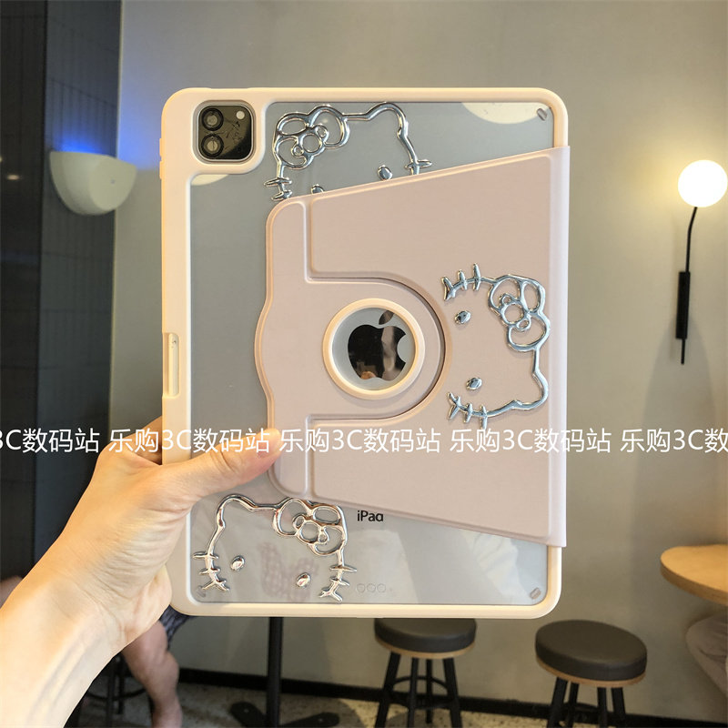 DIY可爱360度旋转亚克力iPad11代保护壳A16带笔槽2026款第10代Air654适用M3苹果10.2寸9.7防摔iapd九代平板套