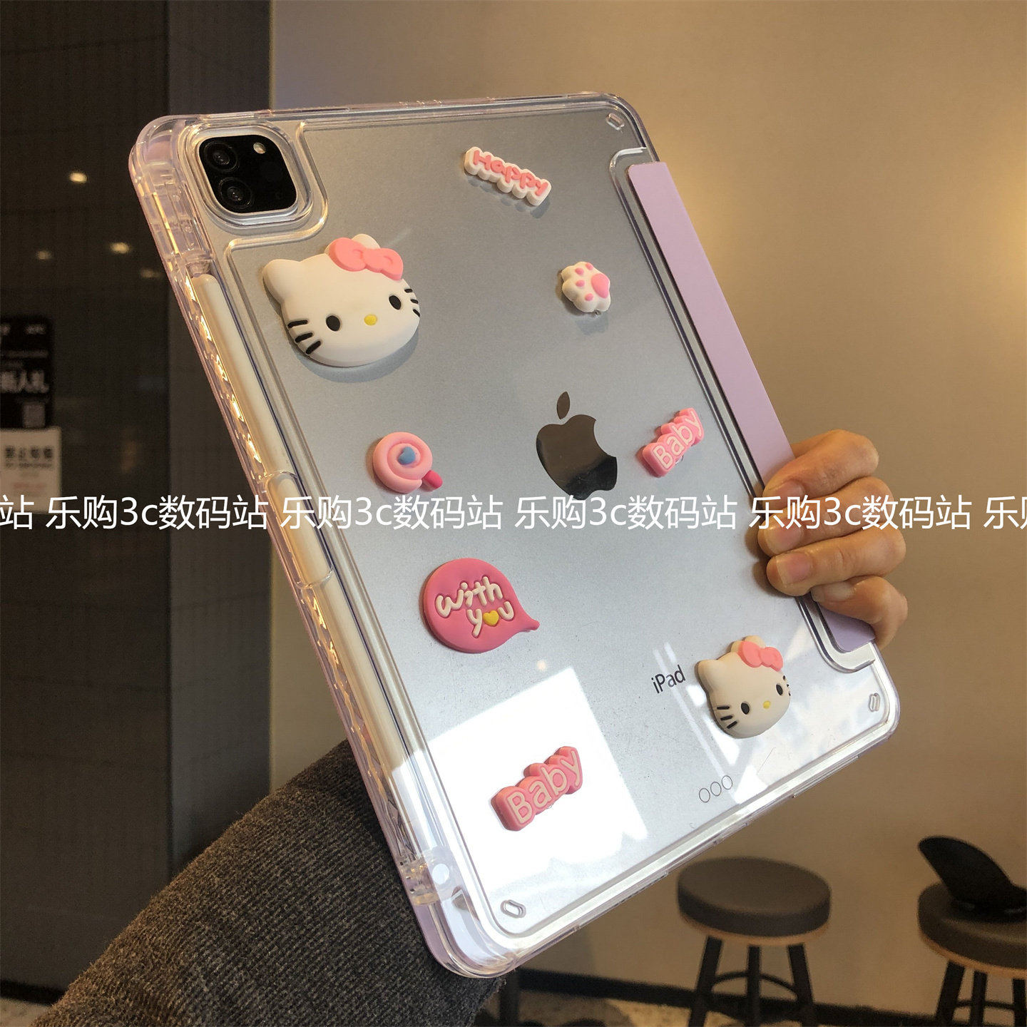 可爱DIY公仔iPadPro11保护套透明2025新款第11代10.9亚克力Air654适用M234苹果10.2寸9.7防摔aipaid6平板硬壳