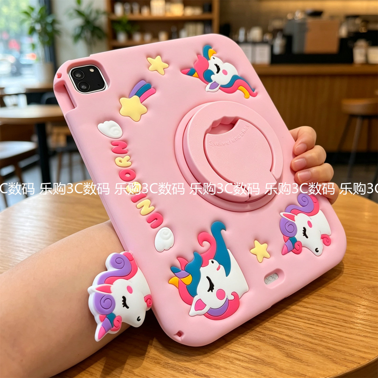 彩虹马360旋转支架适用苹果iPad11代a16保护套笔槽air678卡通Pro11可爱10.2寸9.7防摔paid5硅胶mini4软壳12.9