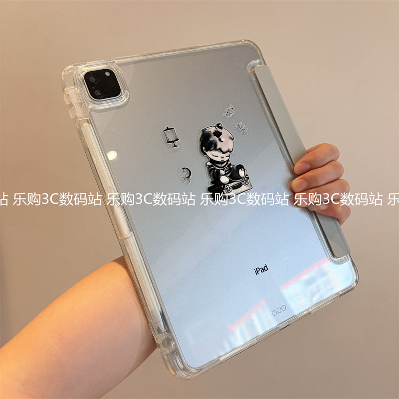 diy素描男孩3+Y折叠横竖支架iPad11保护套A16笔槽2025款第10代Air654适用M234苹果10.2寸9.7防摔iapd九平板壳