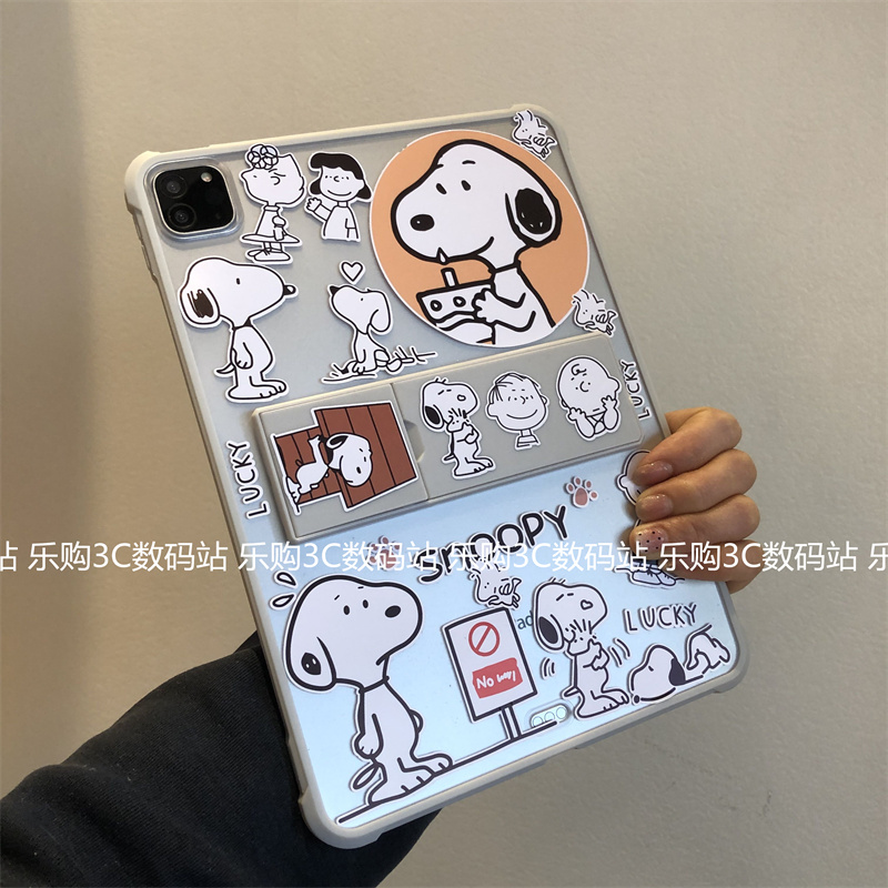 卡通史努比适用苹果iPad11代A16保护套磨砂2025款第10代10.9带支架Air456可爱M234无面盖10.2寸9.7防弯单后壳