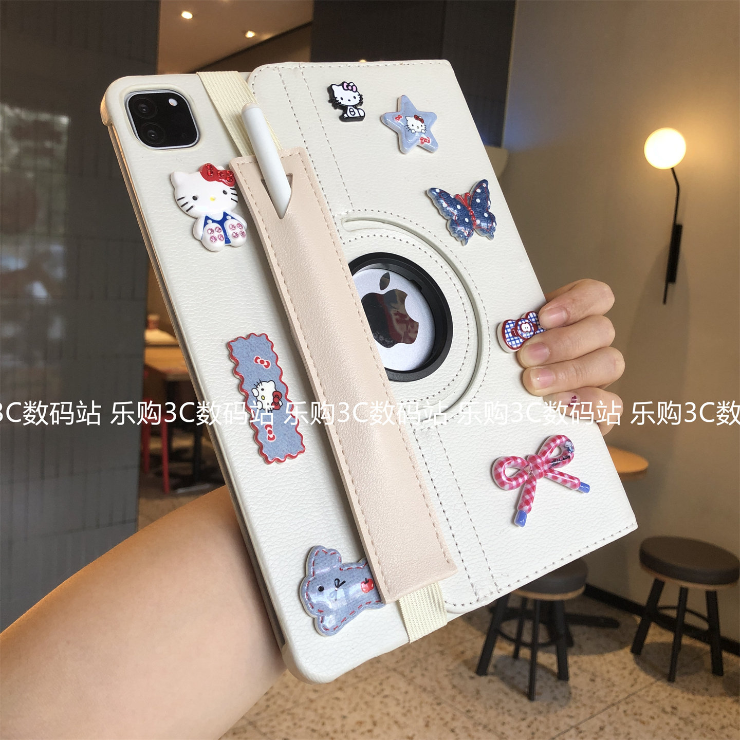 立体可爱360旋转皮套适用ipad保护套pro11带笔槽10.2寸苹果air4/5平板套10.9翻盖式air2防弯mini67支架防摔壳