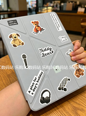 可爱卡通3+Y折叠横竖支架iPad11代保护套A16防弯第10代Air654适用pro11苹果10.2寸9.7笔槽ipaid789透明壳10.9