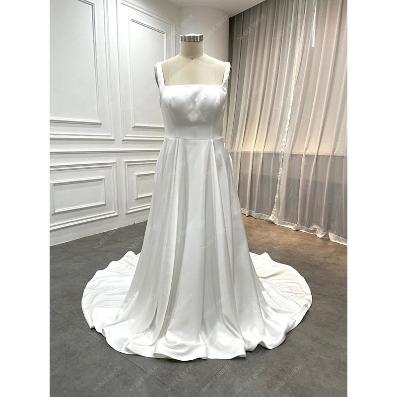 wholesale vintage square neckline simple civil wedding dress