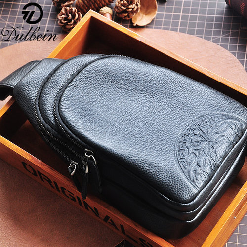 度缤胸包休闲头层牛皮小挎包