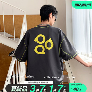 男童短袖t恤2026夏季新款青少年夏装体恤中大童大码宽松上衣潮牌8