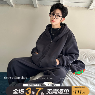 男童加绒外套秋冬季2025新款