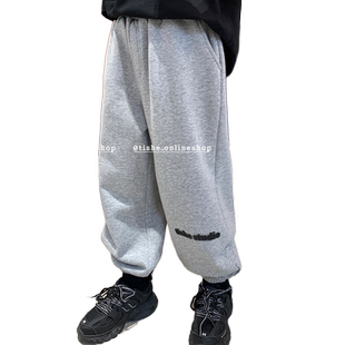 男童加绒裤子运动裤卫裤中大童加厚潮牌大童男装加宽大码冬装胖童