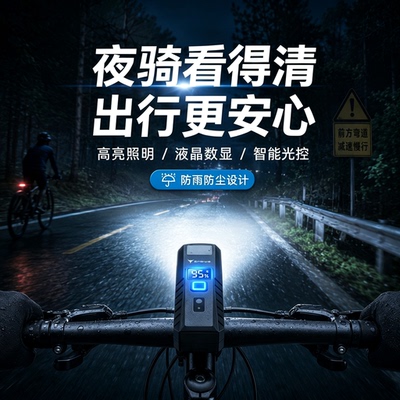 夜骑强光远射防水充电自行车灯