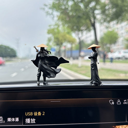 寒江孤影中控屏摆件显示器装饰