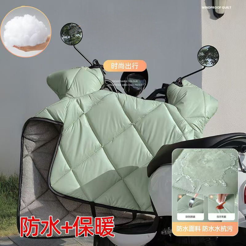 小羊皮电动车挡风被冬季加绒加厚