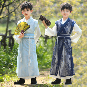 新款儿童汉服男童国学服书童古装三字经小学生朗诵中国风演出服装