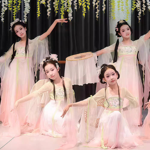 儿童古典舞蹈服演出服春暖意浓中国舞灵儿同款飘逸仙气纱衣艺考服