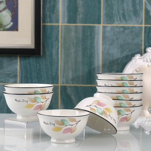 陶瓷碗高脚碗家用米饭碗餐具创意吃饭碗家用中号碗现代瓷碗可微波