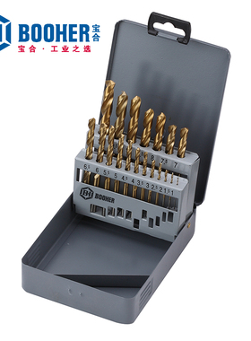宝合Booher1400203 19套件套高速钢镀钛直柄麻花钻（1-10mm）