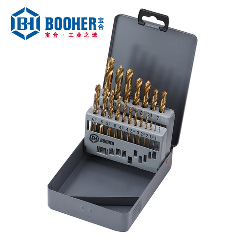宝合Booher1400203 19套件套高速钢镀钛直柄麻花钻（1-10mm）