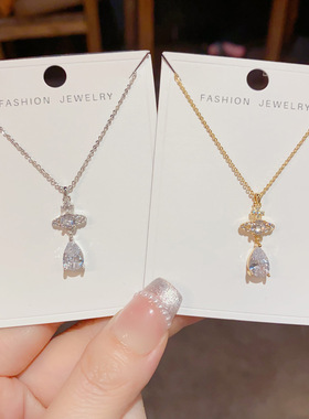 小众时尚设计感百搭超闪西太后满钻水滴项链精致轻奢饰品源头厂家