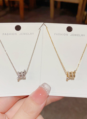 日韩时尚简约微镶锆石小蛮腰项链女网红个性小众设计感百搭锁骨链