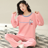 两件套装 秋季 甜美可爱家居服学生韩版 春秋冬天薄款 睡衣女纯棉长袖