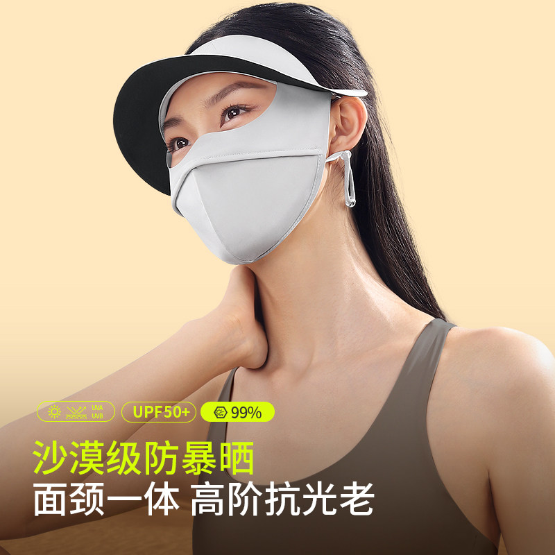 防晒面罩全脸防紫外线带帽檐护颈帽子一体女医美术后防晒神器面罩
