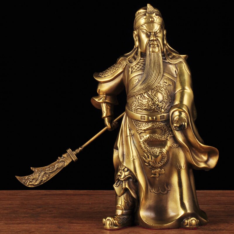 黄铜关公摆件武财神关二爷招财关羽铜像大刀关公佛像公司开业礼品