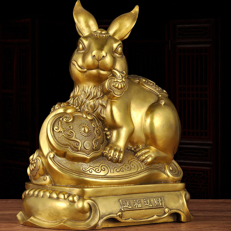 纯铜招财可爱风生日礼品兔子摆件