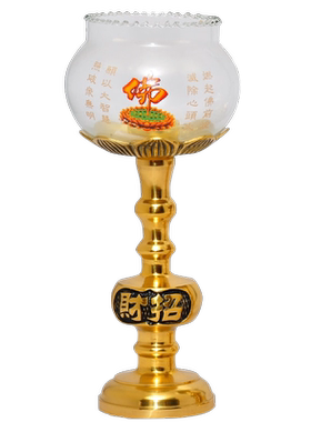 酥油灯供奉观世音关公佛前财神爷