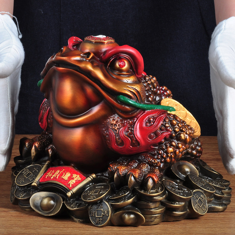 金蟾招财摆件黄铜店铺开业礼品三脚金蝉蟾蜍客厅玄关办公室装饰品