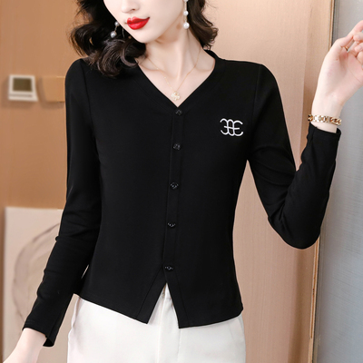 纯棉T恤女上衣秋冬卡腰打底小衫