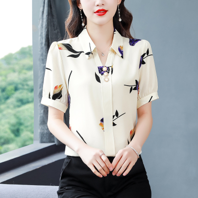 雪纺衬衫女上衣夏中年衬衣小衫潮