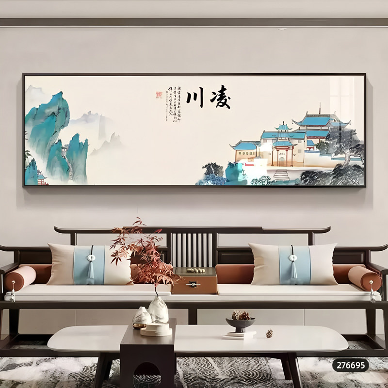新中式客厅沙发背景墙装饰画中国风风景办公室壁画大气书房挂画