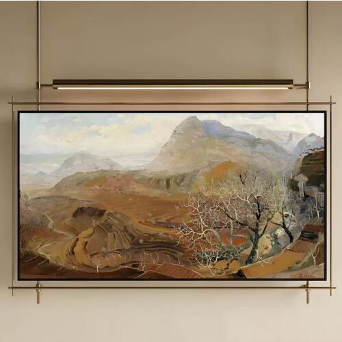 法式复古金属杆装饰画酒店房间床头挂画中古餐厅墙面发光软装壁画
