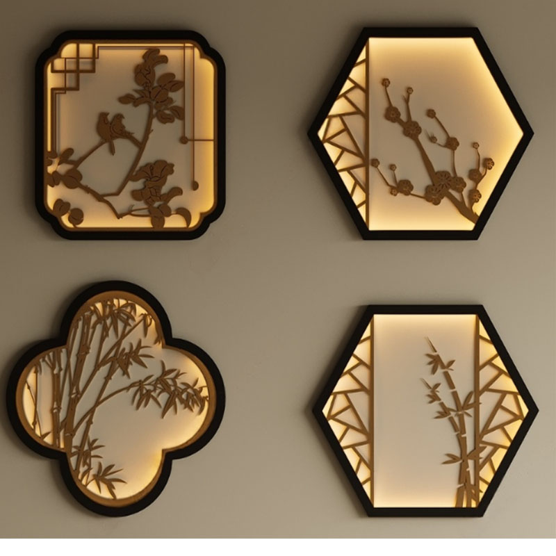 高级感金属杆氛围灯壁灯装饰画酒店大唐餐厅包间吊杆走廊尽头挂画