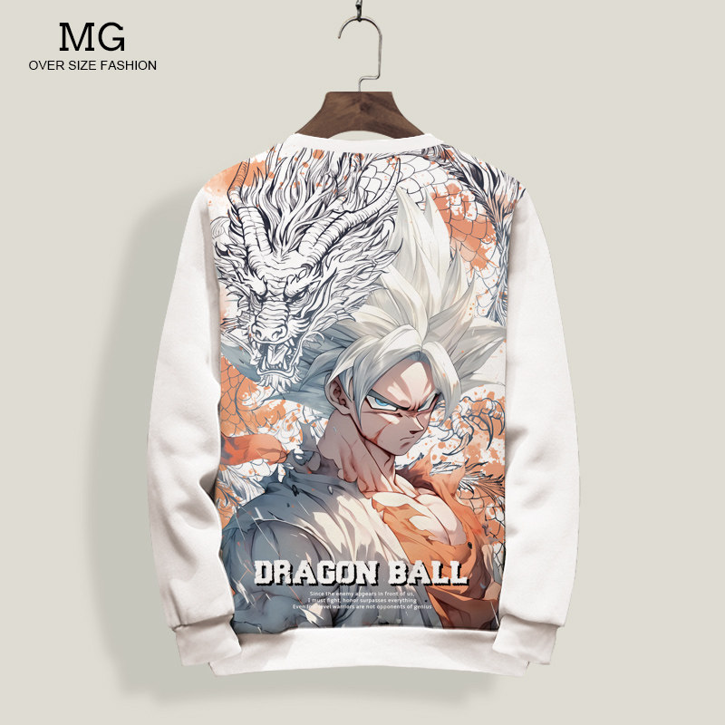 动漫周边卫衣外套男七龙珠卡通印花圆领长袖T恤oversize休闲衣服
