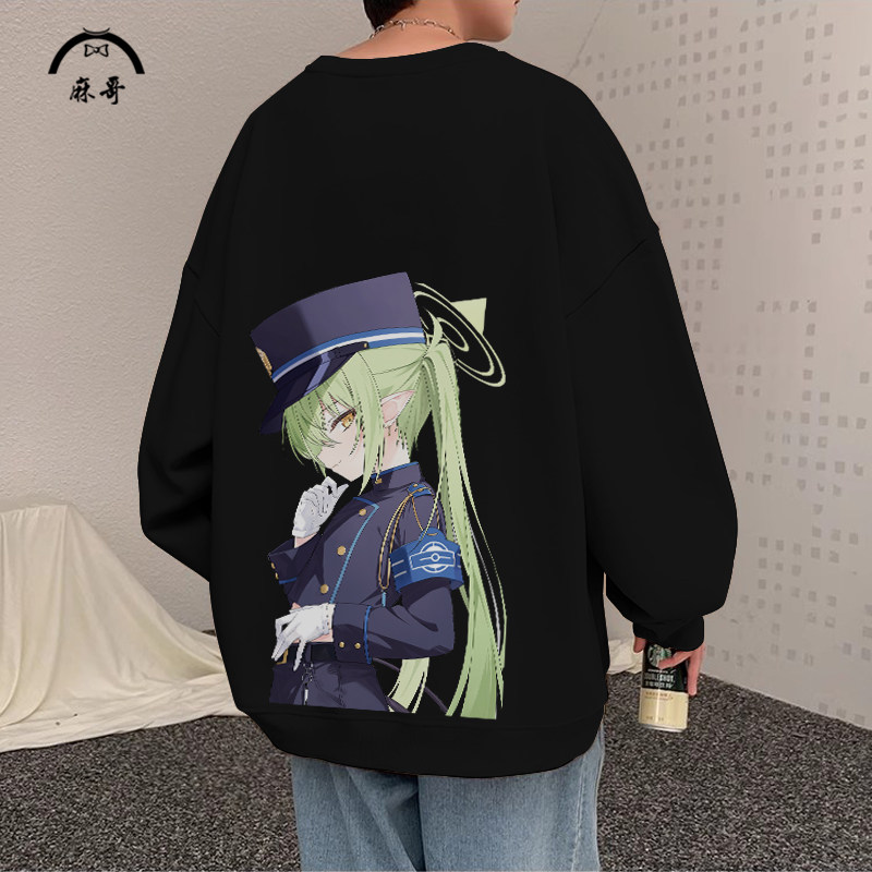 2025新款卫衣外套男蔚蓝档案动漫周边圆领长袖T恤加绒大码厚上衣