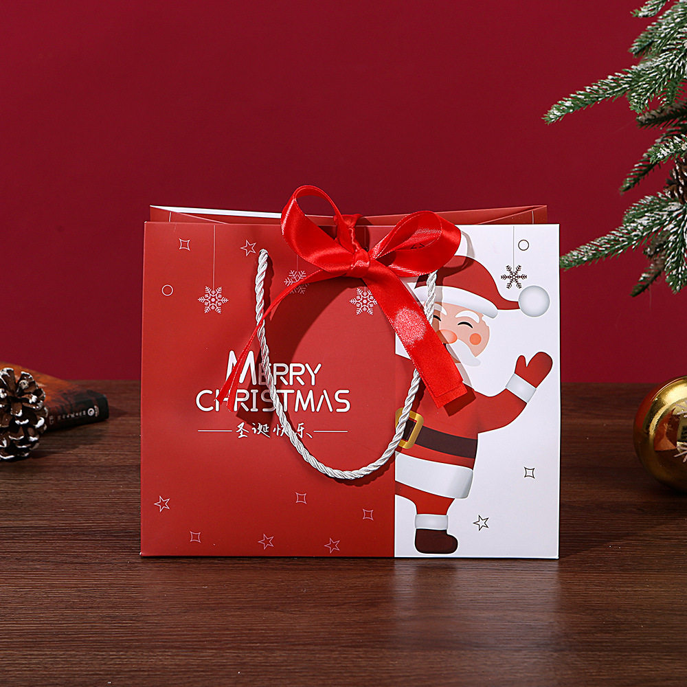 跨境2025圣诞节礼品袋糖果纸袋平安夜礼物苹果包装袋创意卡通现货