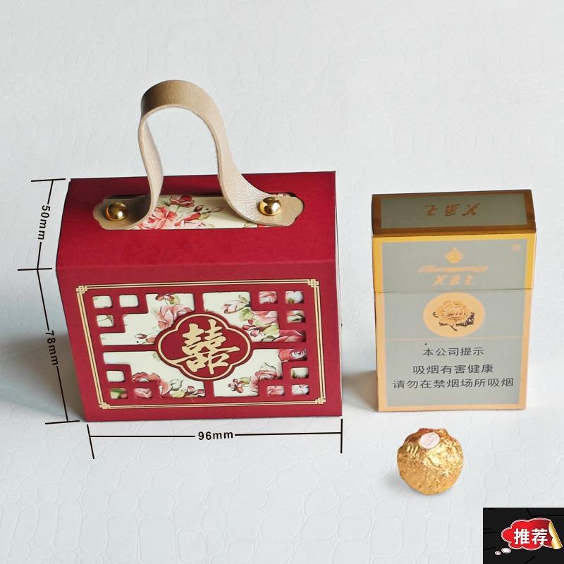 现货年新款中式镂空皮手提喜糖盒子大号糖果袋包装结订婚办手礼袋
