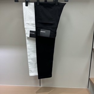 【早秋款致黑原牛肤感高级纯黑白/九分/长裤】弹力修身小脚牛仔裤