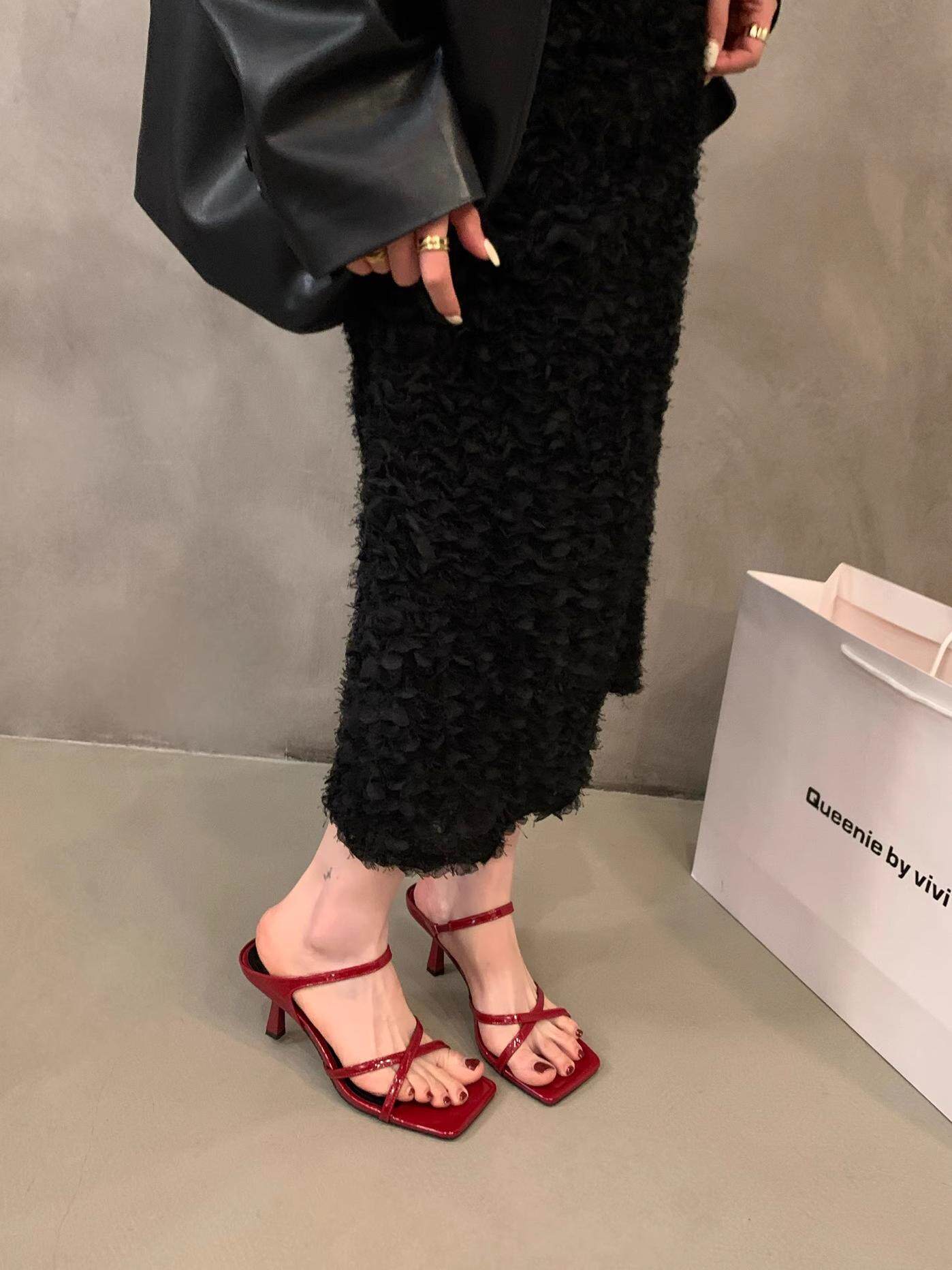 COOL SUMMER ITSK SANDALS WOMEN WEAR THIN HEELS AND OPEN-TOED HIGH-HEELED SANDALS