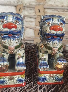 陶瓷对狮北京天安门对狮狮子摆件