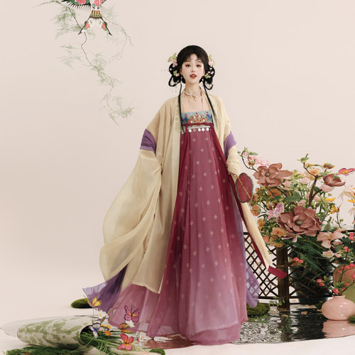 唐风裙原创花间女唐制刺绣大袖衫