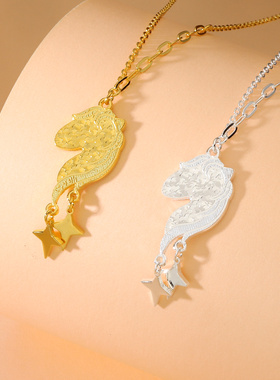 足银999碎冰冰小飞马项链女纯银小众设计感高级轻奢锁骨链送女友