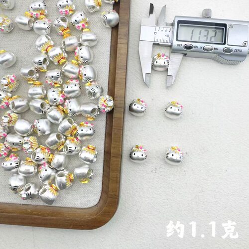 足银纯银hellokitty串珠配件手工diy手链项链吊坠挂件饰品材料