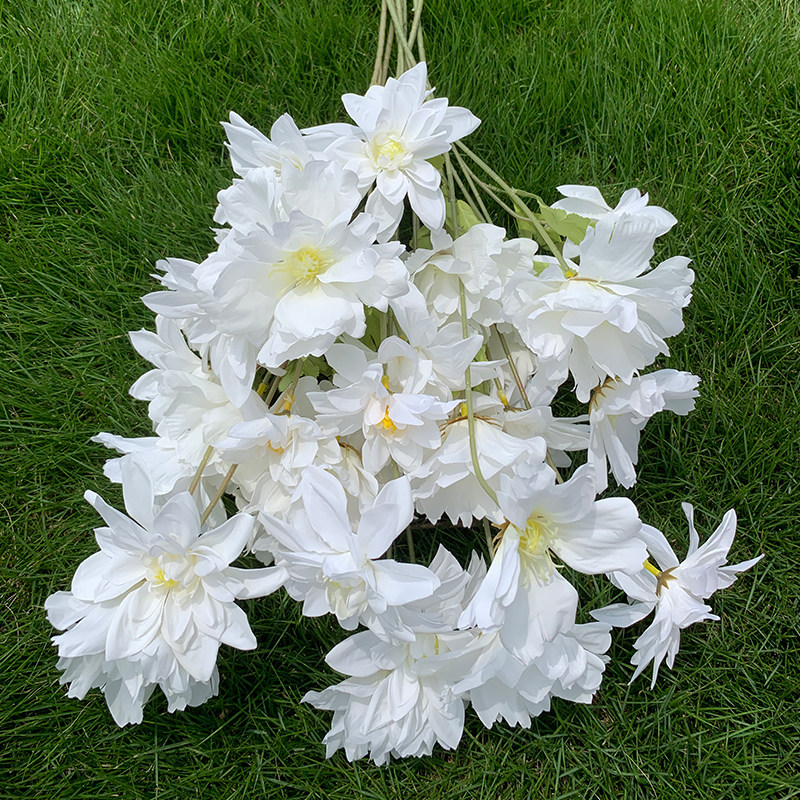 婚礼仿真花夕颜花婚礼堂布置花排装饰花婚庆水仙花香槟色紫色花艺